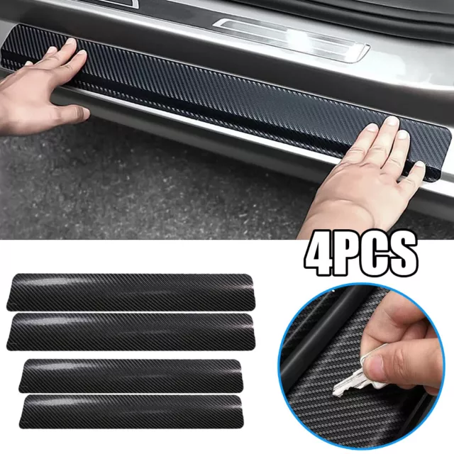 4x Carbon Fiber Car Door Plate Sill Scuff Cover Anti-Scratch Sticker Mouldings