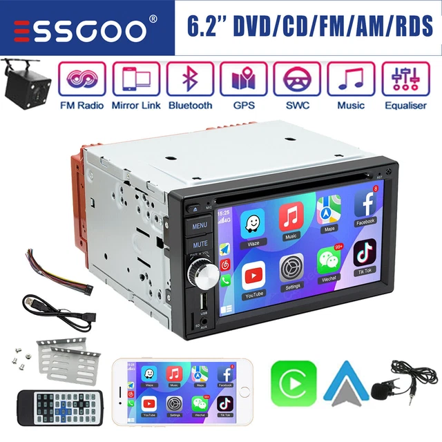 NHOPEEW 2 Din Autoradio Mit Carplay Und Android Auto - 7 Zoll HD Touchscreen Autoradio Mit Bluetooth & Mirror Link - EQ/FM/SWC/AUX/USB + Rückfahrkamera