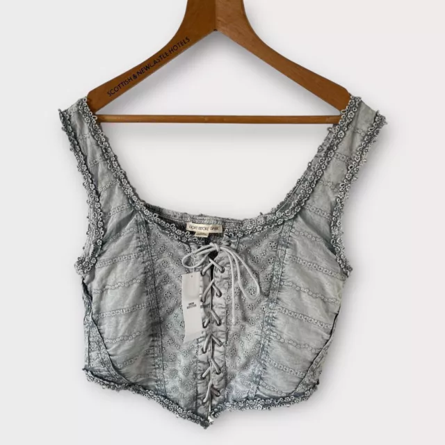 URBAN OUTFITTERS CORSET Top New Size XL Light Before Dark Charlotte Blue  Lace Up £24.99 - PicClick UK