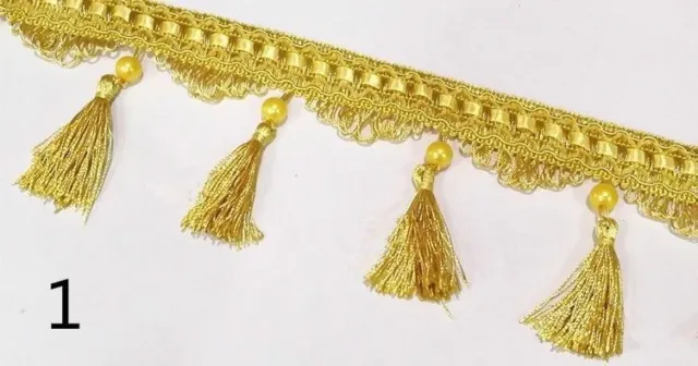 Curtain Lace Tassel Sewing Fringe Trim Wedding Upholstery Fabric Ribbon DIY Gold
