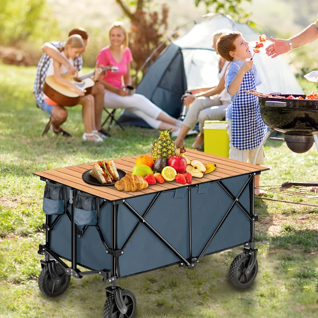 FOLDING WAGON CART Collapsible Utility Garden Shopping Trolley Table