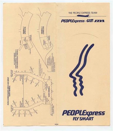 PEOPLExpress Ticket Jacket Fly Smart Terminal Map & Route Map