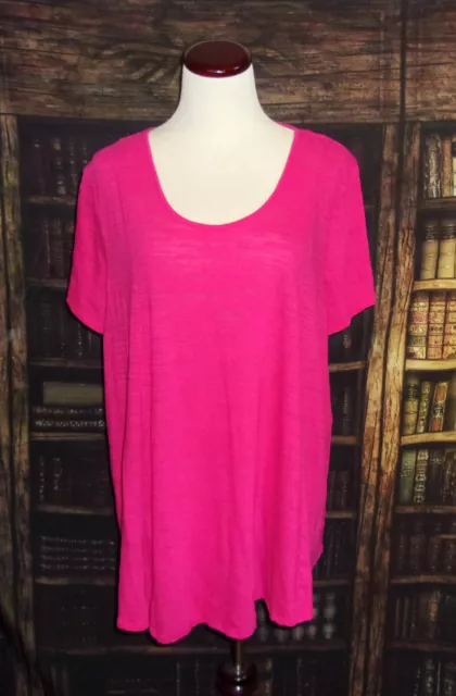 Westbound Top Blouse 3X Pink Burnout Womens Scoop Neck Short Sleeve Semi Sheer