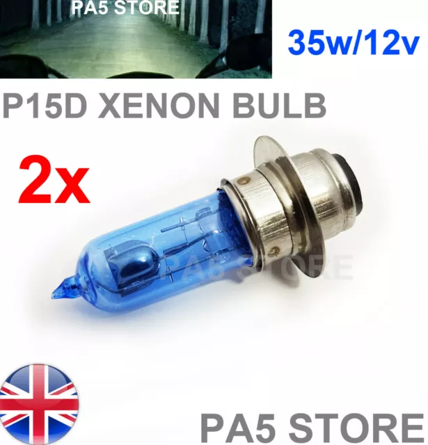 2x P15D XENON White Bulbs H6M 12v 35w Bright Head Light Motorcycle Motorbike UK.