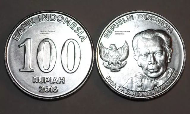 2016 Indonesia 100 Rupiah Coin Herman Johannes UNC KM# 71