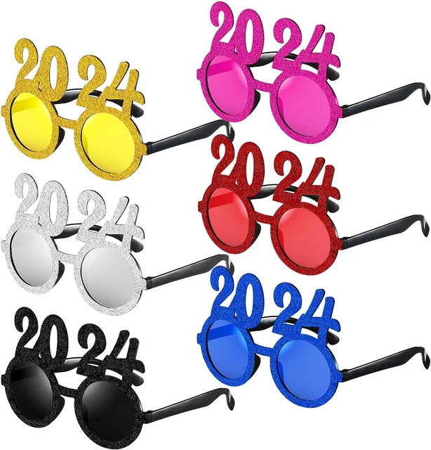 6 PAIRS 2025 Glasses 2025 New Years Eve Glasses Funny Glitter Number