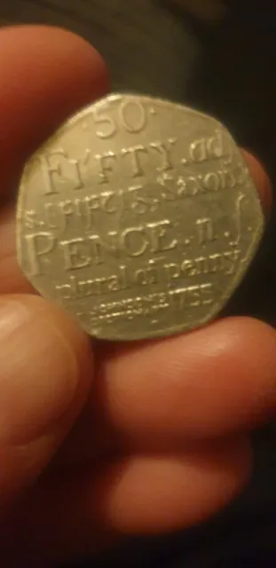 Rare 50p Fifty Pence Coin Johnson's Dictionary 1755 Saxon Plural Of Penny 2005