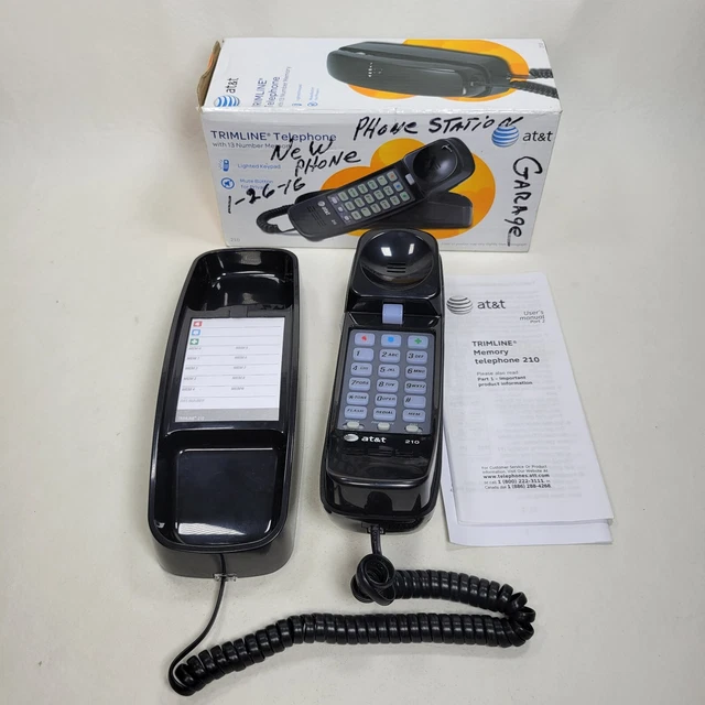 AT&T 210 BASIC Trimline Corded Telephone Black WallMountable Landline