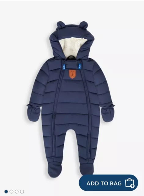 Jojo Maman Bebe Navy Puffer Pramsuit Newborn Size