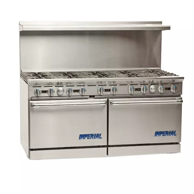 Imperial IR-10 Ten Burner 60" Gas Restaurant Range - 390,000 BTU with Two Ovens