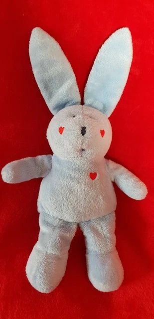 Doudou Francoise Saget Peluche Lapin Bleu Coeur Rouge 2 Disponibles