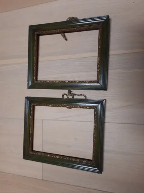 2 alte Bilderrahmen Stuck auf Holz Jugendstil mit altem Glas um 1900