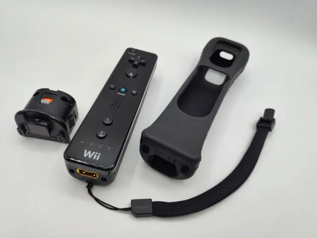 Original Black Wii Controller  With Motion Plus Adapter Tested