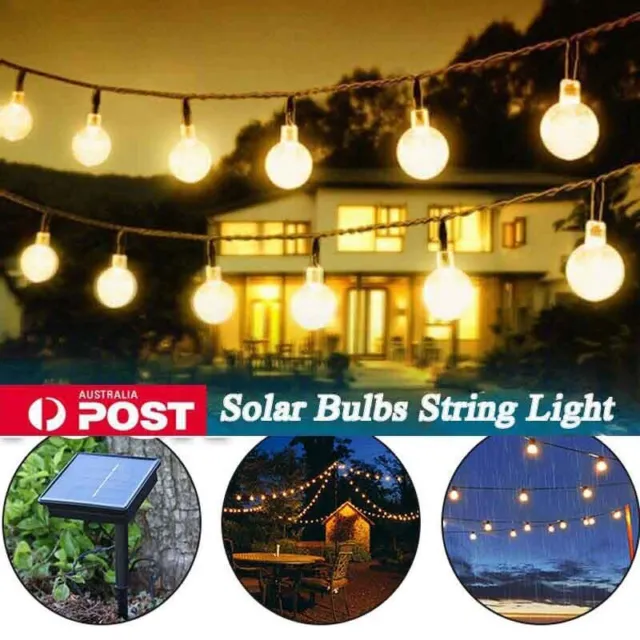 Solar Power LED Globe String Lights Fairy Outdoor Festoon For Party Xmas Garden