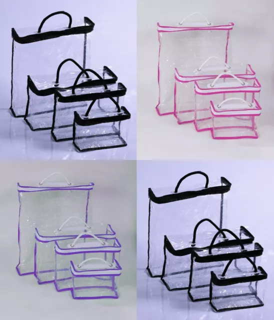 1-4 Pcs Clear Makeup Bag Set Travel Cosmetic Transparent PVC Toiletry Bags Pouch