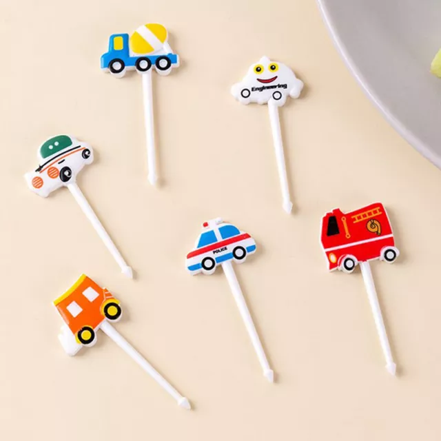 6Pcs Car Children Fruit Forks Toothpicks Kids Food Picks Bento ToothpiJH 3