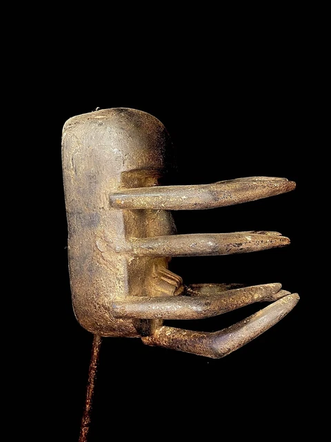 African antiques tribal Face vintage Wood Carved Hanging War We Guere mask-6528
