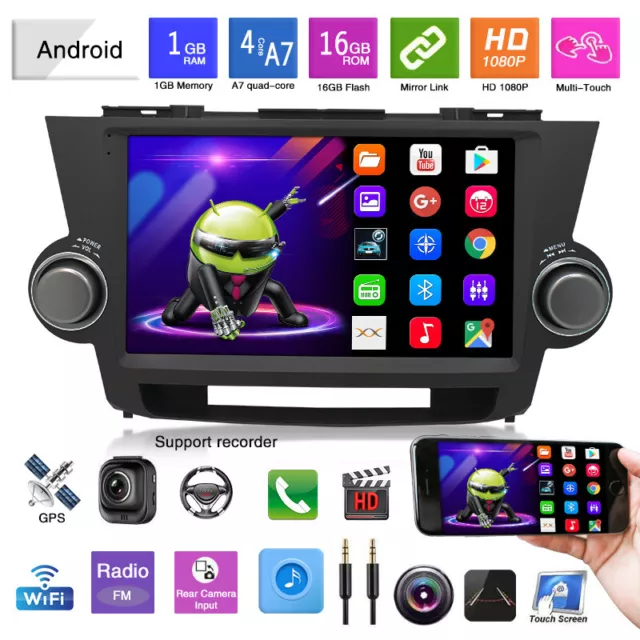 1+16G 10‘’ Android Car Stereo Radio GPS Navi Player For Toyota Highlander 09-13