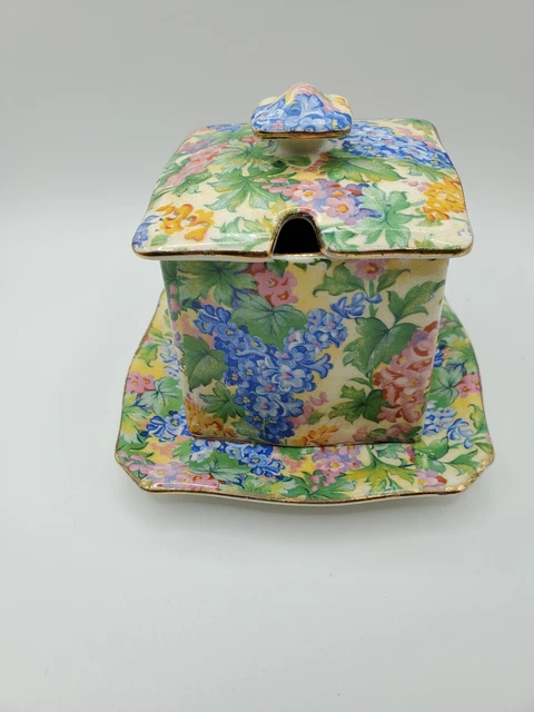 Vintage Royal Winton Grimwades Chintz England 'SOMERSET' Jam Pot 1930s