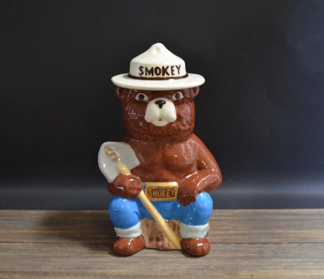 1996 Smokey Bear Coin Bank Ceramic Direct From Cookie Jarrin Founders Estate Vtg