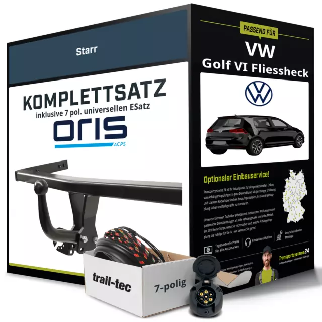 Für VW Golf VI Fliessheck Typ 5K1 Anhängerkupplung starr +eSatz 7pol uni 08- Set