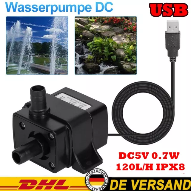 USB Mini Wasserpumpe 150L/H Aquarium Pumpe Klein Tauchpumpe mit