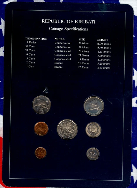 Coin Sets of All Nations Kiribati All 1979 UNC $1,50,20,10,5,2,1 cents 21JA86 2