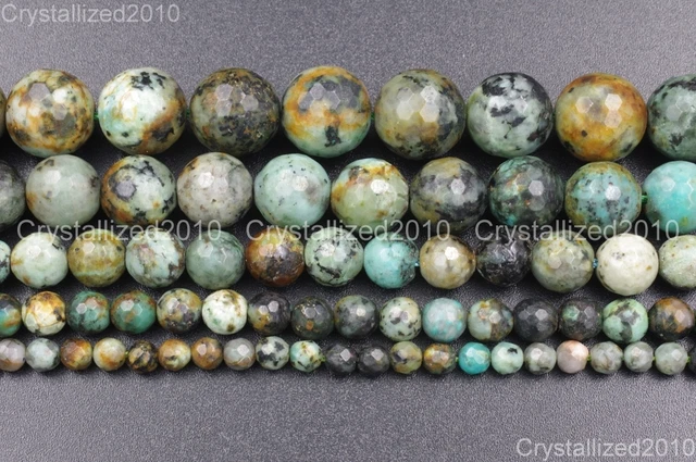 Perles Rondes En Turquoise Africaine Naturelle - 10 Mm, Trou 1-1,5 Mm, Pour Création De Bijoux, Fait Main