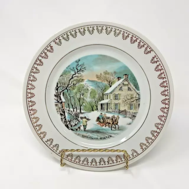 Currier and Ives Homestead in Winter 7" Vintage Collectible Plate Made In Japan