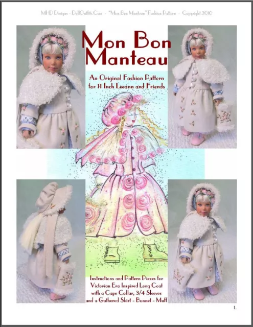 "Mon Bon Manteau" Fashion Pattern for 11" Leeann Dolls