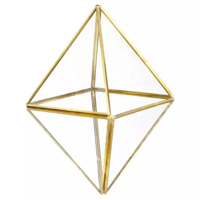 Geometrico Terrario Aria Pianta Fioriera,6.7" Vetro Diamante Forma,Oro