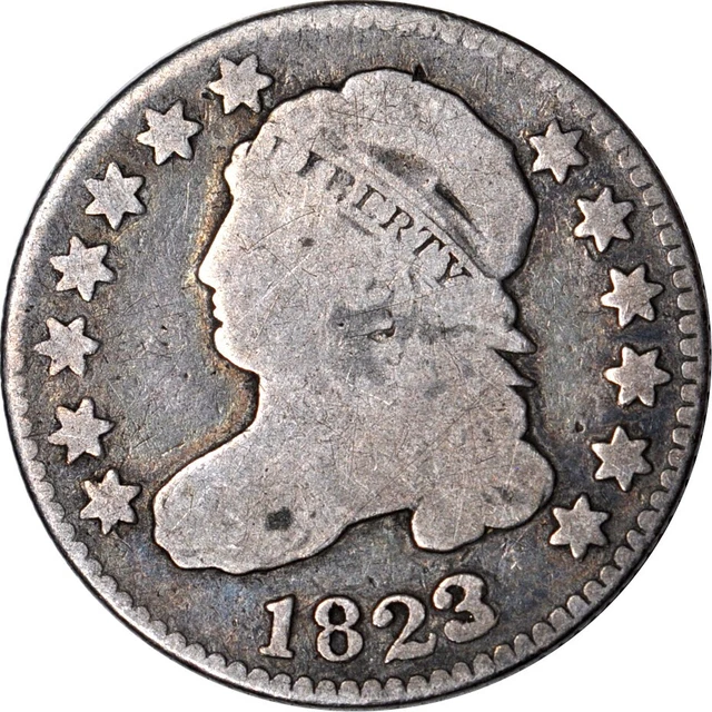 1823/2 10C Large E'S JR-3 Capped Bust Dime Good(Light Scrape)