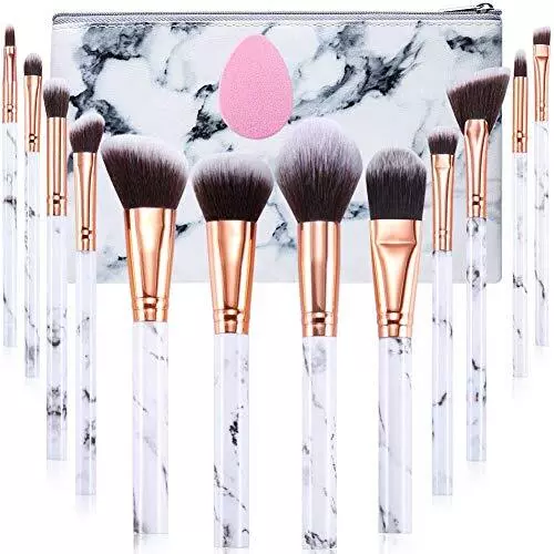 Pennelli Make Up Start Makers12Pcs Set di Pennelli Per Trucco in Marmo Con