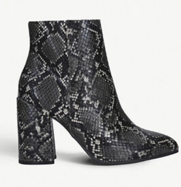 Steve Madden Womens Therese Black Python Ankle Boots Shoes 6.5 Medium
