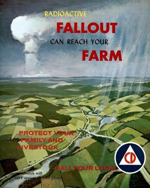Vintage Nuclear Bomb Civil Defense PHOTO Poster Radioactive Atomic Fallout Farm