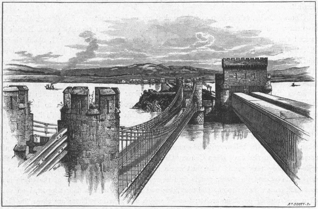 CONWY CASTLE. Valley of Conway. Bridges, from 1898 old antique print picture