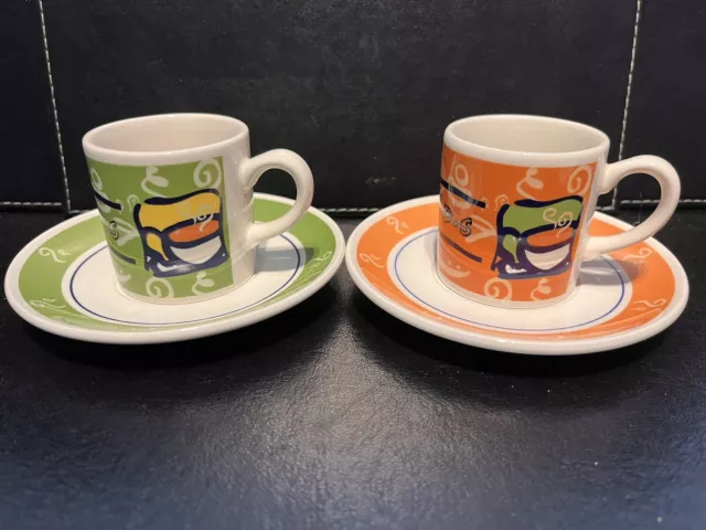 FRIENDS -  Espresso Coffee Cups & Saucers x 2 WARNER BROS 2000 Staffordshire