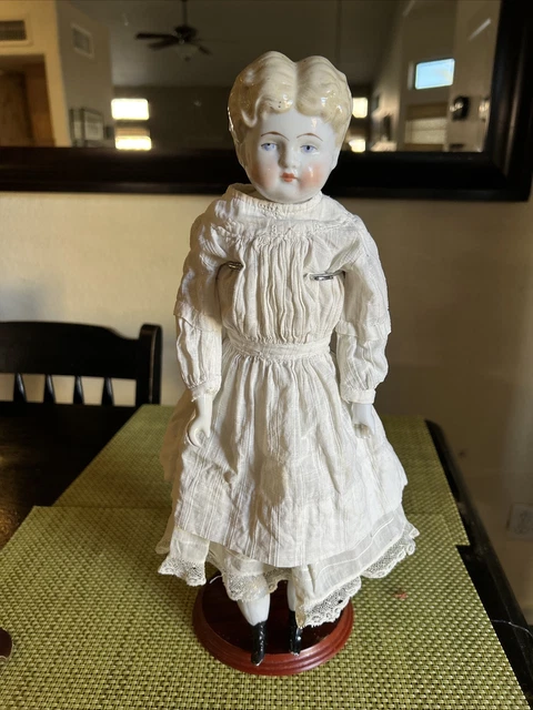 Lovely Antique  Victorian  Blond China Doll  Cloth Body 16”