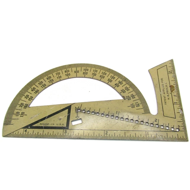 Antique Protractor Ruler VINTAGE PROTRACTOR RULER Angle Measuring Tool Made in USA $25.00 - PicClick