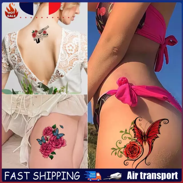 8 Pcs Colorful Tattoos Stickers Waterproof Sexy Flower Tattoos for Adults Kids F