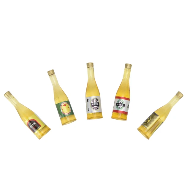 6 Mini Bouteilles De Bière Et Boissons Pour Maison De Poupées 1:12 - Décoration Bar Miniature