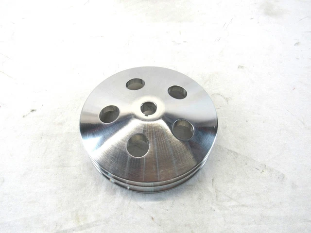Aluminum V-Belt 2 Groove Bolt-On Keyway Power Steering Pulley Polished E43502P