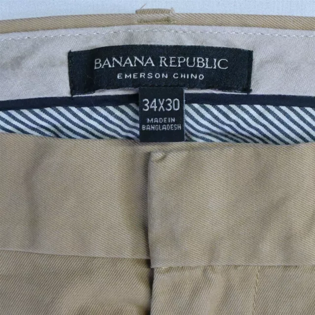 Banana Republic 34 x 30 Khaki Emerson Straight Mens Chino Pants 3