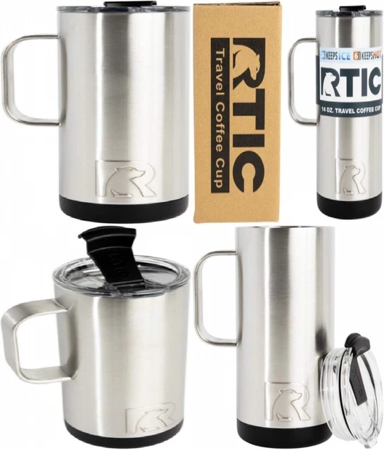 RTIC Coffee Mug with Handle, Portable Travel Thermal 2 Piece Set, Stainless