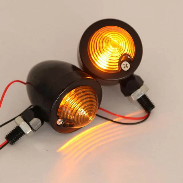 2x Motorcycle Black Amber Turn Signal Lights For Honda C70 CT70 CT90 XL100 CB350