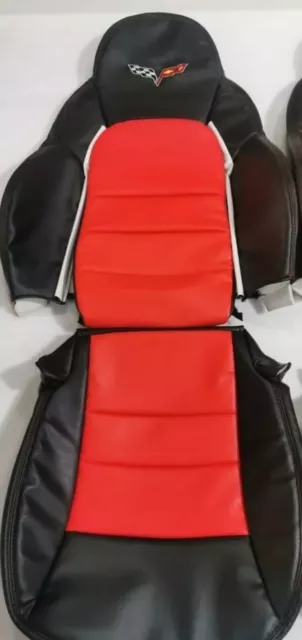 Corvette C6 2005-2011 Synthetic Leather  Sports Seat Covers In Red & Black 3