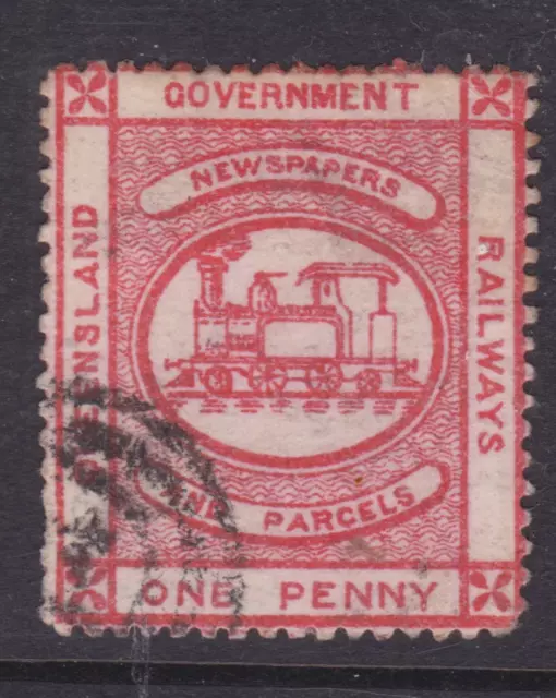 QUEENSLAND 1910-18 1d Red RAILWAY NEWSPAPER PARCEL STAMP FINE USED (QB12.3)