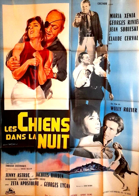 MF2 Affiche Cinema 120x160 LES CHIENS DANS LA NUIT CLAUDE CERVAL XENIA 1965