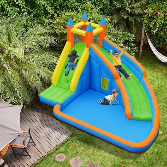 COSTWAY INFLATABLE WATER Slide Bounce House Castle SPLASH POOL Rock