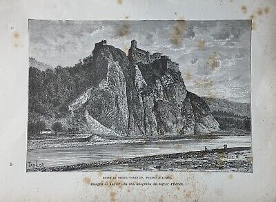 Ruine Castello di Schreckenstein 1894 Stampa Antica Rep Ceca 